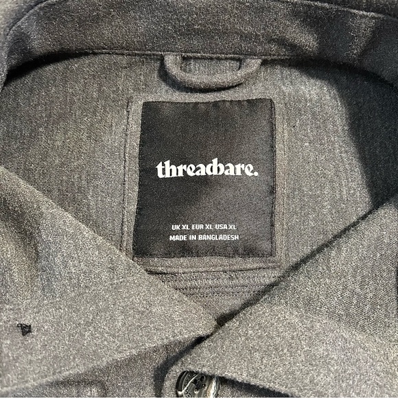 Threadbare Grey Brushed Button Up Shacket Mens Size XL - Picture 10 of 10